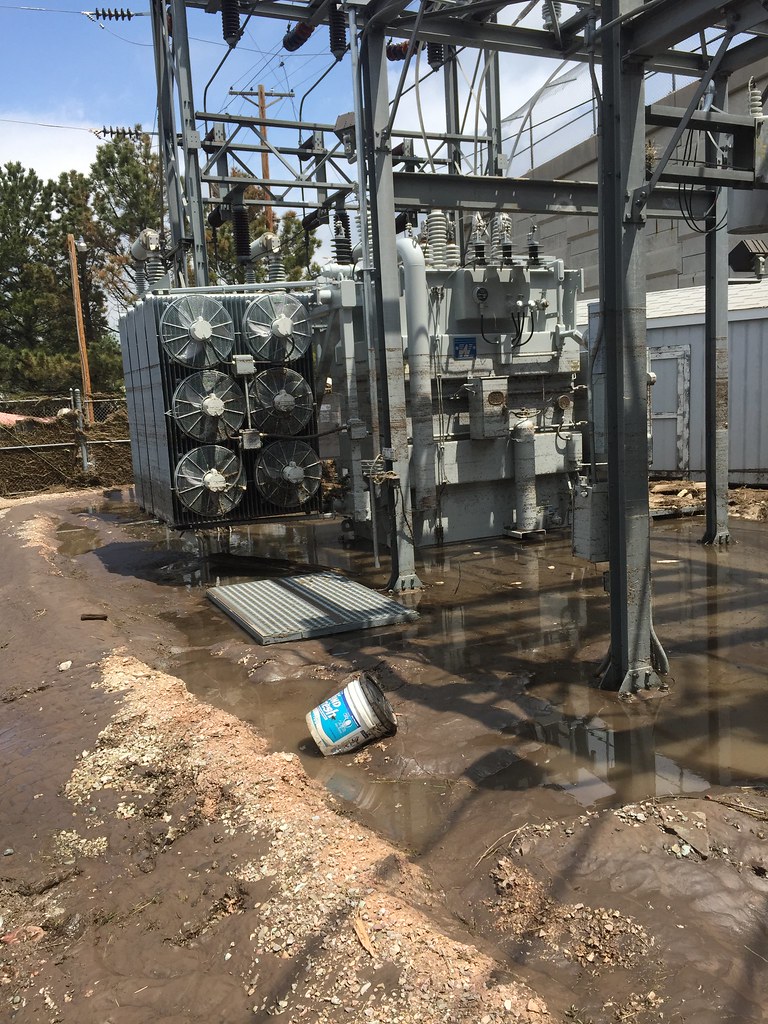 Electrical substation equipment used to illustrate a planned power outage notice